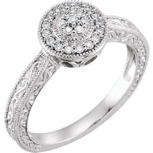 Ladies Natural Diamond Ring (I2, H+) — 10K White Gold