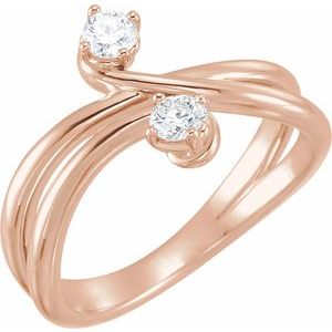 Ladies Natural Diamond Two-Stone Ring (I1, G-H) — 14K Rose Gold