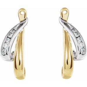 Ladies 14K Yellow/ Natural Diamond Earring Jackets — 14K Yellow/White Gold