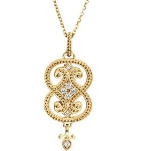 Ladies Natural Diamond Granulated Necklace (I1, G-H) — 14K Yellow Gold