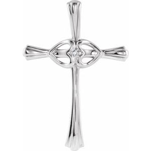 Ladies Natural Diamond Cross Pendant (Si1, G-H) — 14K White Gold