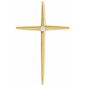 Ladies Natural Diamond Cross Pendant (Si1, G-H) — 14K Yellow Gold