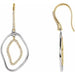 Ladies Natural Diamond Dangle Earrings — 14K Yellow Gold & Sterling Silver
