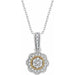 Ladies 14K White/ Natural Diamond Halo-Style Necklace (I1, H+) — 14K White/Yellow Gold
