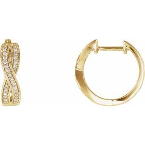 Ladies Natural Diamond Infinity-Inspired 15.8 mm Hoop Earrings (I1, H+) — 14K Yellow Gold