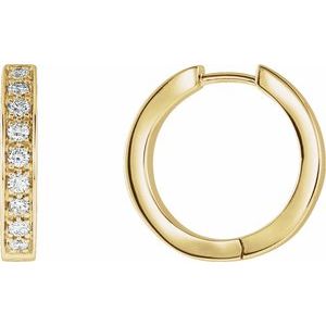 Ladies Natural Diamond Inside-Outside Hinged 18.5 mm Hoop Earrings (Si1, G-H) — 14K Yellow Gold