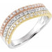 Ladies 14K White/Yellow/ Natural Diamond Stacked Ring (I1, H+) — 14K White/Yellow/Rose Gold