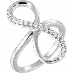 Ladies Natural Diamond Infinity-Inspired Ring (I1, H+) — 14K White Gold