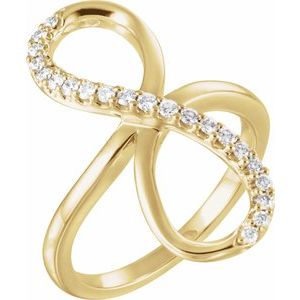 Ladies Natural Diamond Infinity-Inspired Ring (I1, H+) — 14K Yellow Gold