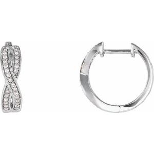 Ladies Natural Diamond Infinity-Inspired 15.8 mm Hoop Earrings (I1, H+) — 14K White Gold