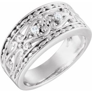Ladies Natural Diamond Ring (I1, H+) — 14K White Gold