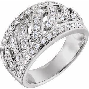 Ladies Natural Diamond Ring (I1, H+) — 14K White Gold