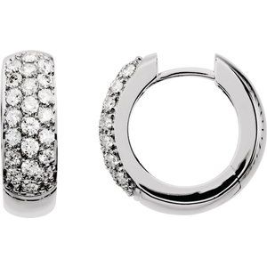 Ladies Natural Diamond Hoop Earrings (Si1, G-H) — 14K White Gold