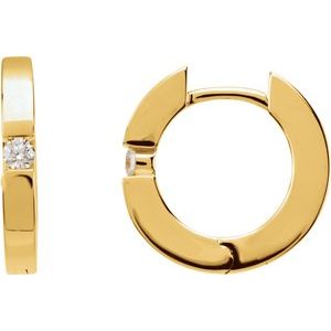Ladies Natural Diamond Hoop Earrings (Si1, G-H) — 14K Yellow Gold