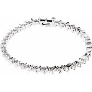 Ladies Natural Diamond Line 7 1/ Bracelet (I1, G-H) — 14K White Gold