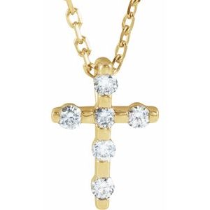 Ladies Natural Diamond Cross Necklace (I1, G-H) — 14K Yellow Gold