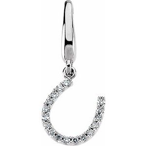 Ladies Natural Diamond Horseshoe Charm/Pendant (I1, G-H) — 14K White Gold