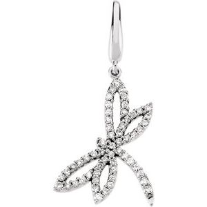 Ladies Natural Diamond Dragonfly Charm/Pendant (I1, G-H) — 14K White Gold