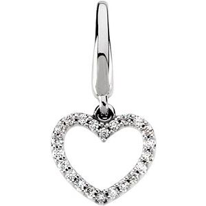 Ladies Natural Diamond Heart Charm/Pendant (I1, G-H) — 14K White Gold