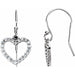 Ladies Natural Diamond Heart Earrings — 14K White Gold