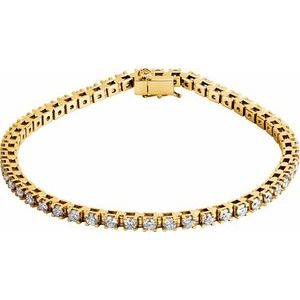 Ladies Natural Diamond Line 7 1/ Bracelet (I1, G-H) — 14K Yellow Gold