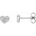 Ladies Natural Diamond Heart Earrings — 14K White Gold