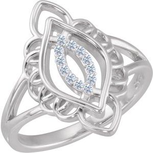 Ladies Natural Diamond Filigree Ring (I2, G-H) — Sterling Silver