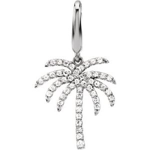 Ladies Natural Diamond Palm Tree Charm/Pendant (I1, G-H) — 14K White Gold
