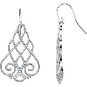 Ladies Natural Diamond Earrings — Sterling Silver