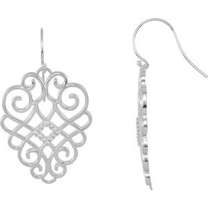 Ladies Natural Diamond Earrings — Sterling Silver