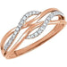 Ladies Rhodium-Plated Natural Diamond Criss-Cross Ring (I1, H-I) — 14K Rose Gold