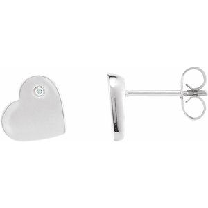 Ladies Natural Diamond Heart Earrings (I1, H-I) — Sterling Silver