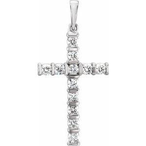Ladies Natural Diamond Cross Pendant (Si1, G-H) — 14K White Gold