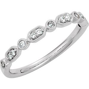 Ladies Natural Diamond Stackable Ring (I1, Ghi) — 14K White Gold