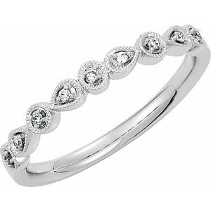 Ladies Natural Diamond Stackable Ring (I1, Ghi) — 14K White Gold