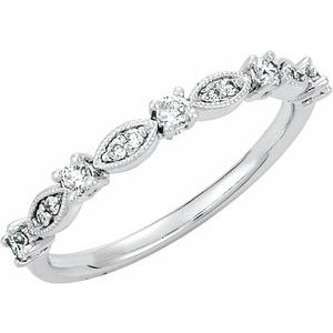 Ladies Natural Diamond Stackable Ring (I1, GHI) — 14K White Gold