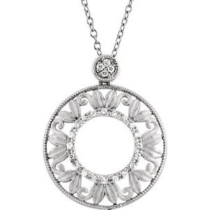 Ladies Natural Diamond Circle Necklace (I2, H+) — Sterling Silver