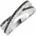 Ladies Natural Black White Diamond Criss-Cross Ring (Opaque/I1, Black/HI) — 14K White Gold