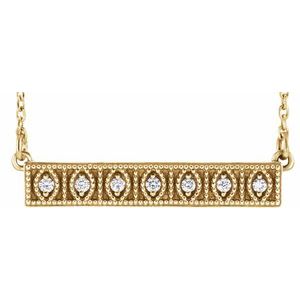 Ladies Natural Diamond Bar Necklace (I1, G-H) — 14K Yellow Gold