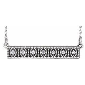 Ladies Natural Diamond Bar Necklace (I1, G-H) — Sterling Silver