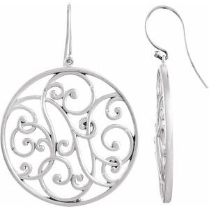 Ladies Natural Diamond Scroll Earrings — Sterling Silver