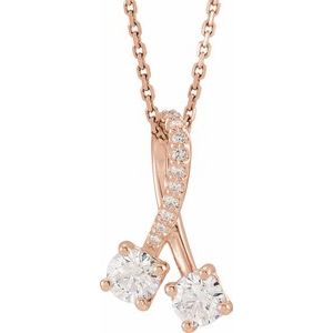 Ladies Natural Diamond Necklace (I1, G-H) — 14K Rose Gold