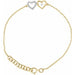 Ladies Natural Diamond Double Heart Bracelet (I2, H+) — 10K Yellow Gold