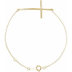 Ladies Natural Diamond Sideways Cross Bracelet (I1, G-H) — 14K Yellow Gold