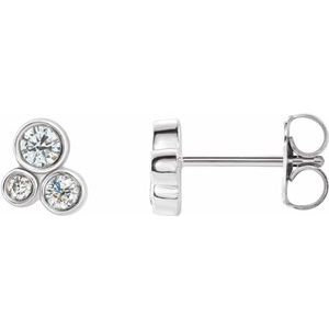 Ladies Natural Diamond Geometric Cluster Earrings — Sterling Silver