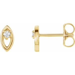Ladies Natural Diamond Solitaire Earrings (I1, G-H) — 14K Yellow Gold