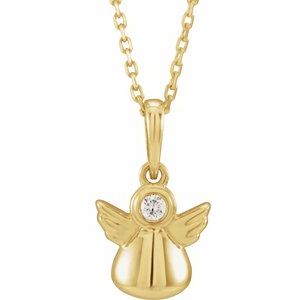Ladies Natural Diamond Youth Angel Necklace (I1, G-H) — 14K Yellow Gold