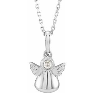 Ladies Natural Diamond Youth Angel Necklace (I1, G-H) — Sterling Silver