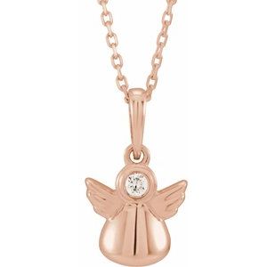 Ladies Natural Diamond Youth Angel Necklace (I1, G-H) — 14K Rose Gold