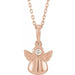 Ladies Natural Diamond Youth Angel Necklace (I1, G-H) — 14K Rose Gold